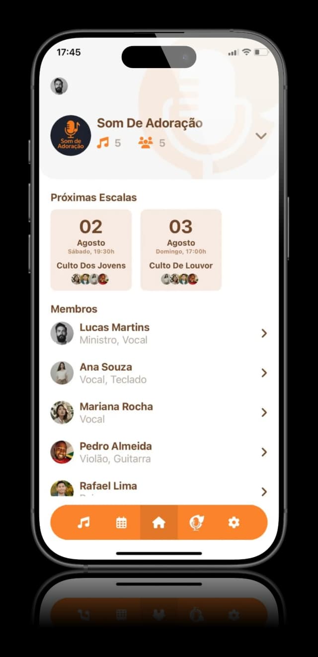 iPraise - Tela principal do aplicativo